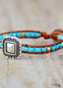 Boho Bracelet, Leather Wrap Bracelet, Weave Bracelet , Blue Silver